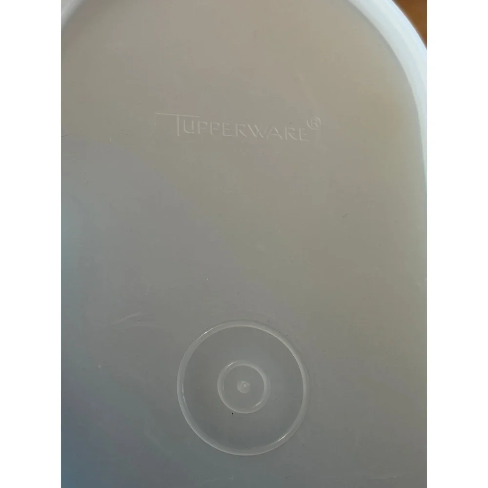 Tupperware Vintage Teal Green Oval Storage Container 1375-13 w Sheer Lid 1376-15